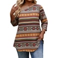 thumbnail image 3 of TaTaai 3/4 Sleeve Printed Top Feminine Fit Women's Plus Size Fashion Elegant Off-Shoulder Loose All Season Semi-Formal Blouse Gift, 3 of 6