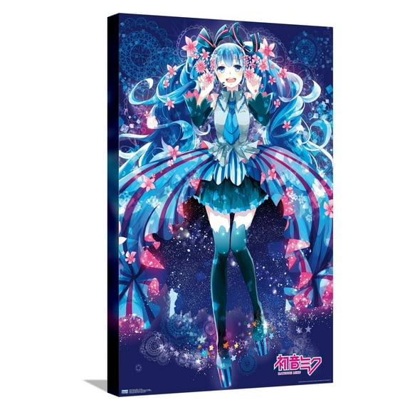 Hatsune Miku - Flowers Canvas Wall Poster, 14.725" x 22.375"