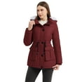 thumbnail image 5 of Wantdo Women's Recycled Puffer Jacket Thickened Waterproof Parka Coat Warm Hooded Outdoor Jacket Wine Red M, 5 of 13
