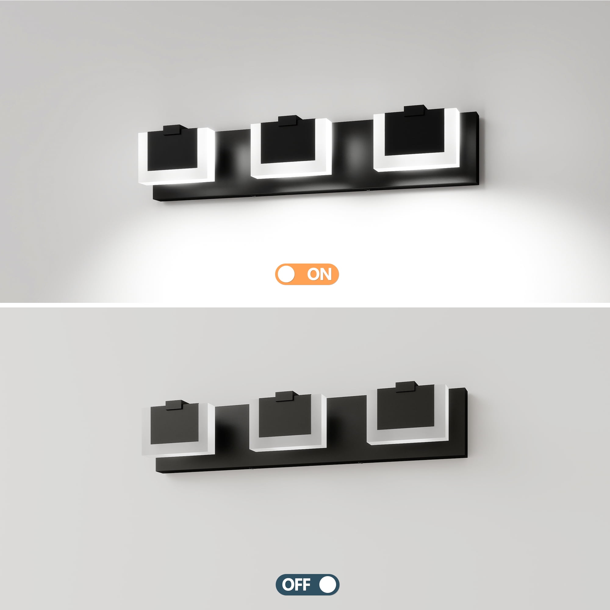 Jopath 3 Lights Modern Black Vanity Light Up and Down, LED Vanity Light Fixtures Bathroom Wall Light Over Mirror for Bathroom, Bedroom, or Hallway