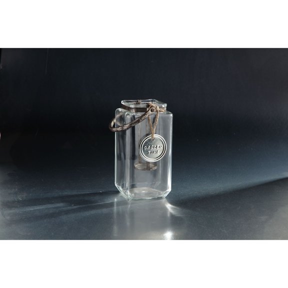 CC Home Furnishings 8.5" Clear Glass Rectangular Shaped Candle Holder