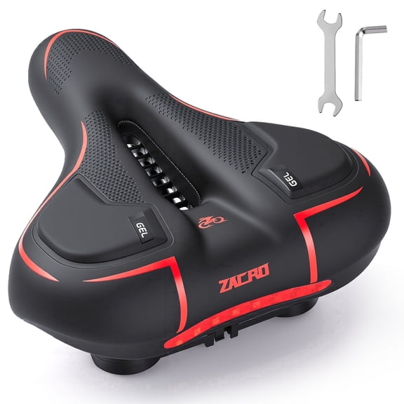 Zacro Large Bike Seat Cushion, Comfortable Bicycle Seat for Men Women with Dual Shock Absorbing, Memory Foam Oversized Bike Saddle for Indoor/Mountain/Road Bikes