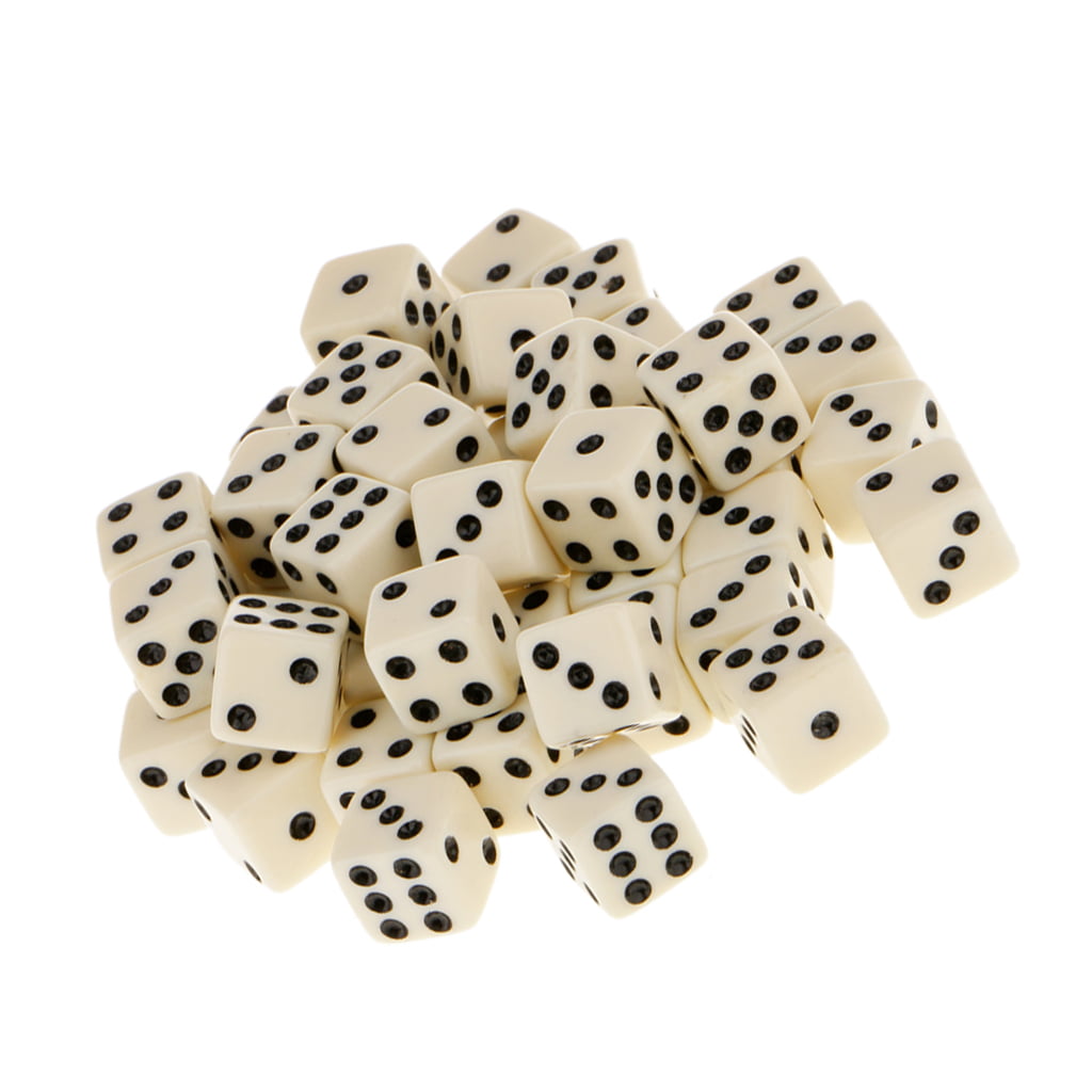 50pcs 12mm Six Sided Spot Dice Games D6 for  Wargaming D&D RPG Yellow 