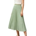 thumbnail image 4 of oqasdz Knitted Midi Skirt Elegant Flared Hem A Line Blend Flowy Pleated Skirts for Women Solid Color Casual Loose Soft Daily Wear Long Skirt, 4 of 4