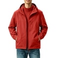 thumbnail image 2 of Sevevn Men 3 In 1 Rain Jacket Detachable Hood Regular Fit Waterproof Shell With Fleece Liner Chest Zip Pocket Side Pockets Elastic Cuffs For Hiking Wear, 2 of 8
