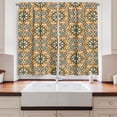 thumbnail image 2 of Ambesonne Traditional Kitchen Curtains, Oriental Blossom Print, 55"x39", Dark Cadet Blue Umber, 2 of 3