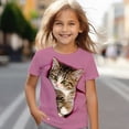 thumbnail image 2 of XIYON Girls T Shirts Cute Cat Graphic Tee For Girl Playful Printed Soft Shirt Casual Comfortable Kids Toddler Tees Youth Apparel Lovely Summer Tops 3-4 Years, 2 of 3