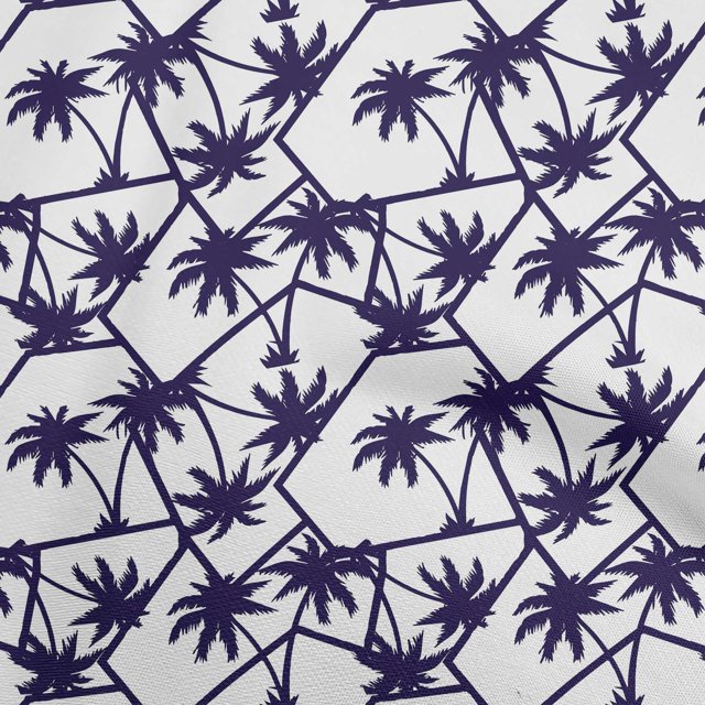 oneOone Polyester Spandex Dark Blue Fabric Tropical Leaf Craft Projects Decor Fabric Printed By The Yard 56 Inch Wide