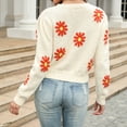 thumbnail image 4 of Lilgiuy Women's Comfortable Little Daisy Printing Long Sleeve Round Neck Sweater Top for Travel Vacation Holiday, 4 of 5