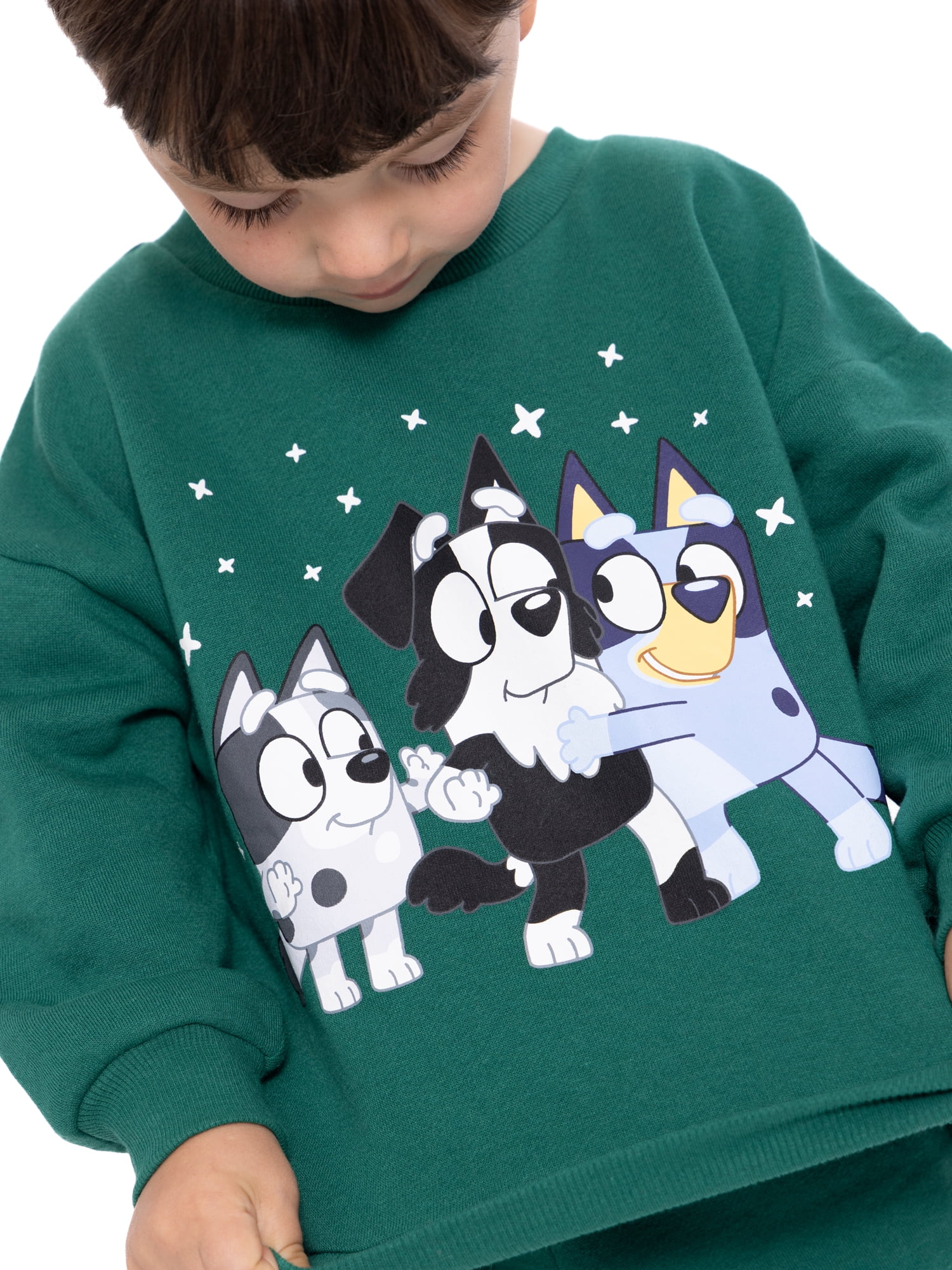 Bluey Toddler Long Sleeve Graphic Crewneck with Matching Jogger Pant, 2 Piece Set, Sizes 12M-5T