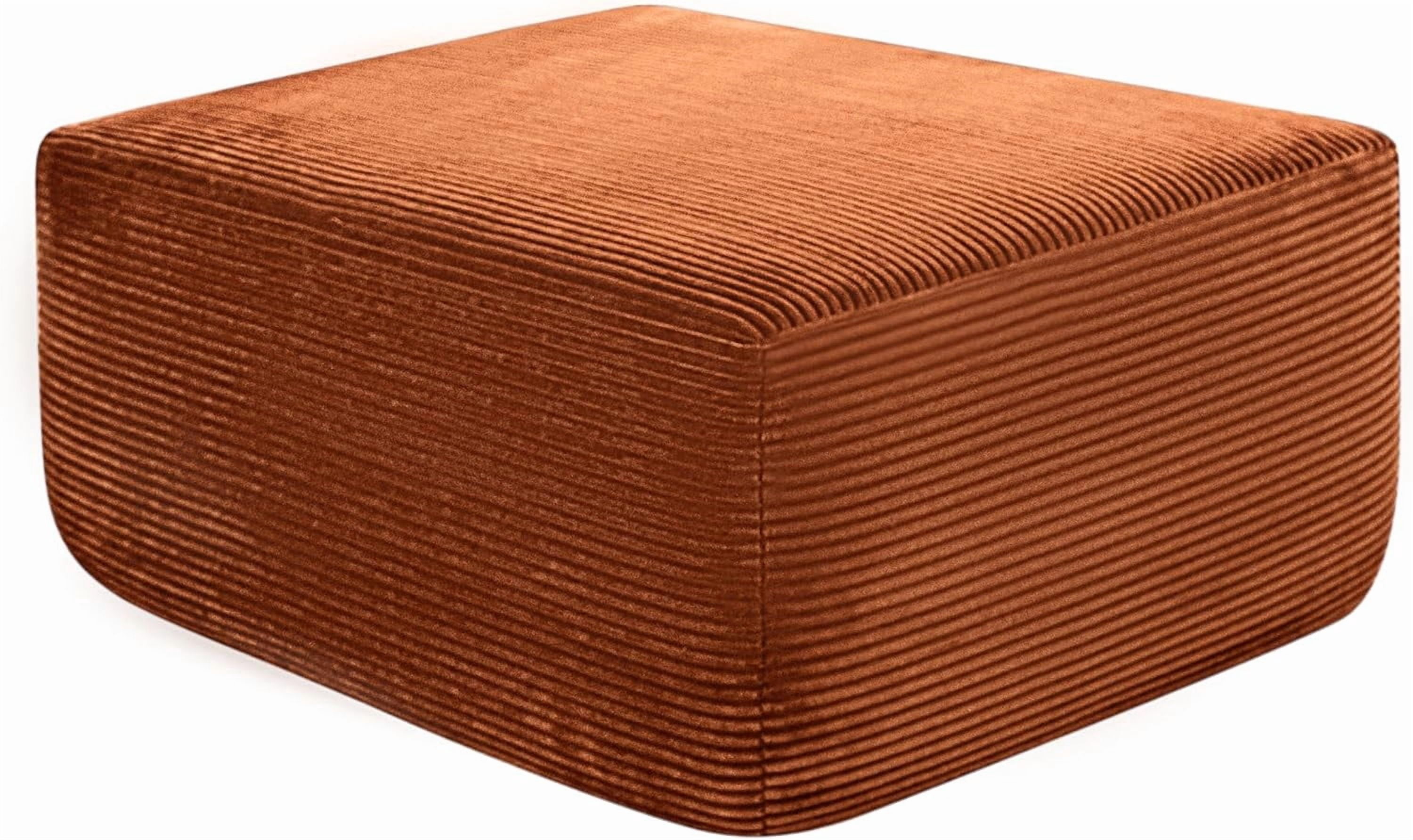 Howcool Oversized Corduroy Ottoman Bench for Living Room, Rectangle Plush Footrest Pouf, Extra Seating & Coffee Table for Sofa, Compressed Memory Foam, No Assembly Required, Orange