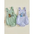 thumbnail image 3 of RUINIXCW Baby Boy First Birthday Outfit 1st Birthday One Years Old Clothes Summer Fall Romper Overalls Animal Embroidery Sleeveless Bodysuit Jumpsuit, 3 of 10