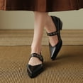thumbnail image 4 of YDN Womens Comfy Pointed Closed Toe Low Block Heel Pumps Strap Buckle Mary Jane Shoes Casual Daily Dress Size 12 Black, 4 of 4