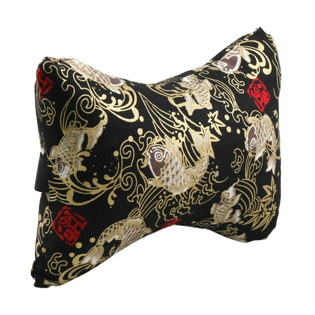 Almohada cervical para coche, cómoda almohada de descanso para asiento de coche, color negro Koi negro