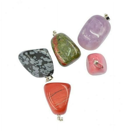 HOMYL 2X 5Pcs Colorful Nuggets Shaped Gemstone Charms Bead Pendants DIY Made for