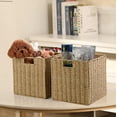 thumbnail image 2 of Wicker Baskets, Set of 2 Hand-Woven Storage Baskets for Shelves with Handles, Foldable Cube Wicker Storage Basket Bins Organizer 13 Inches Large Woven Baskets for Storage Organizing & Decor, 2 of 7