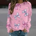thumbnail image 2 of YUGYXL Pink Bows Sweatshirt for Women Plus Size Loose Blouse Crewneck Fall Winter Fashion Outfits Tops for Women Pink XXXXXL, 2 of 5