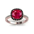 thumbnail image 2 of Limited Time Sale: 2 Carat Red Ruby (Round cut Ruby) and Black Diamond Engagement Bridal Wedding Ring Set in 10k Rose Gold, 2 of 2