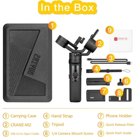 Zhiyun - Crane M2 3-Axis Gimbal w/ WiFi for Compact Mirrorless Cameras, Smartphones, and GoPro