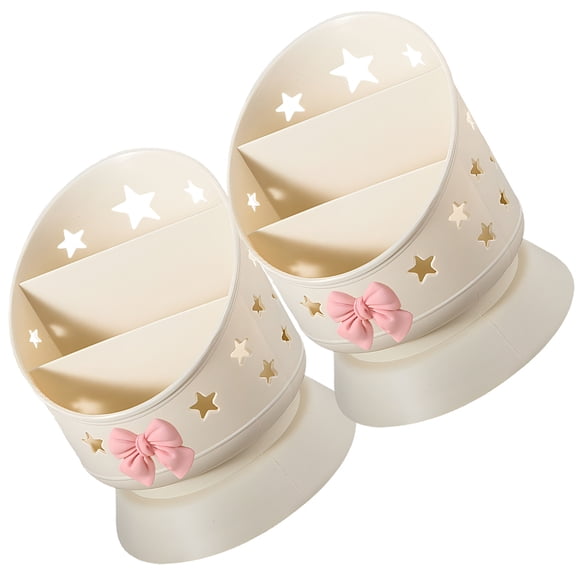QUMIIRITY Organizador De Brochas De Maquillaje Beige Con Compartimentos Para Escritorio Y Uso En Cocina