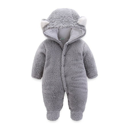 

QWERTYU Newborn Infant Baby Fleece Clothes Zip Up Romper for Girl Boy Cotton Winter Warm Long Sleeve Jumpsuit 0-12M