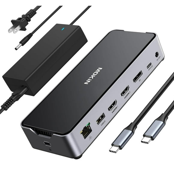 Estación de acoplamiento USB C para monitores MOKin 3 con 2 HDMI DisplayPort