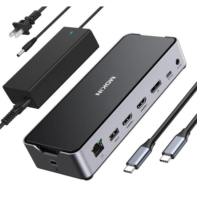 Estación de acoplamiento USB C para monitores MOKin 3 con 2 HDMI DisplayPort