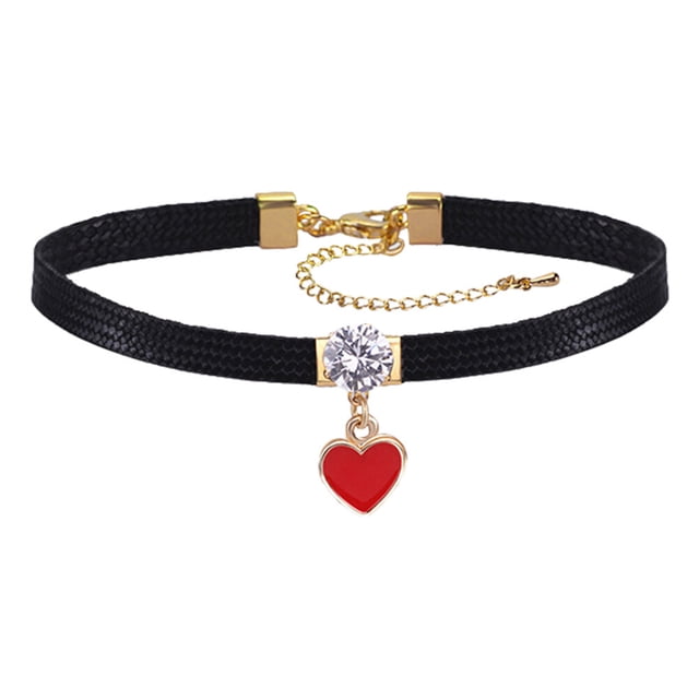 MasteelfCA Collier Ras-du-Cou en Cuir Mode avec Pendentif Cœur Bijoux pour Femmes et Filles