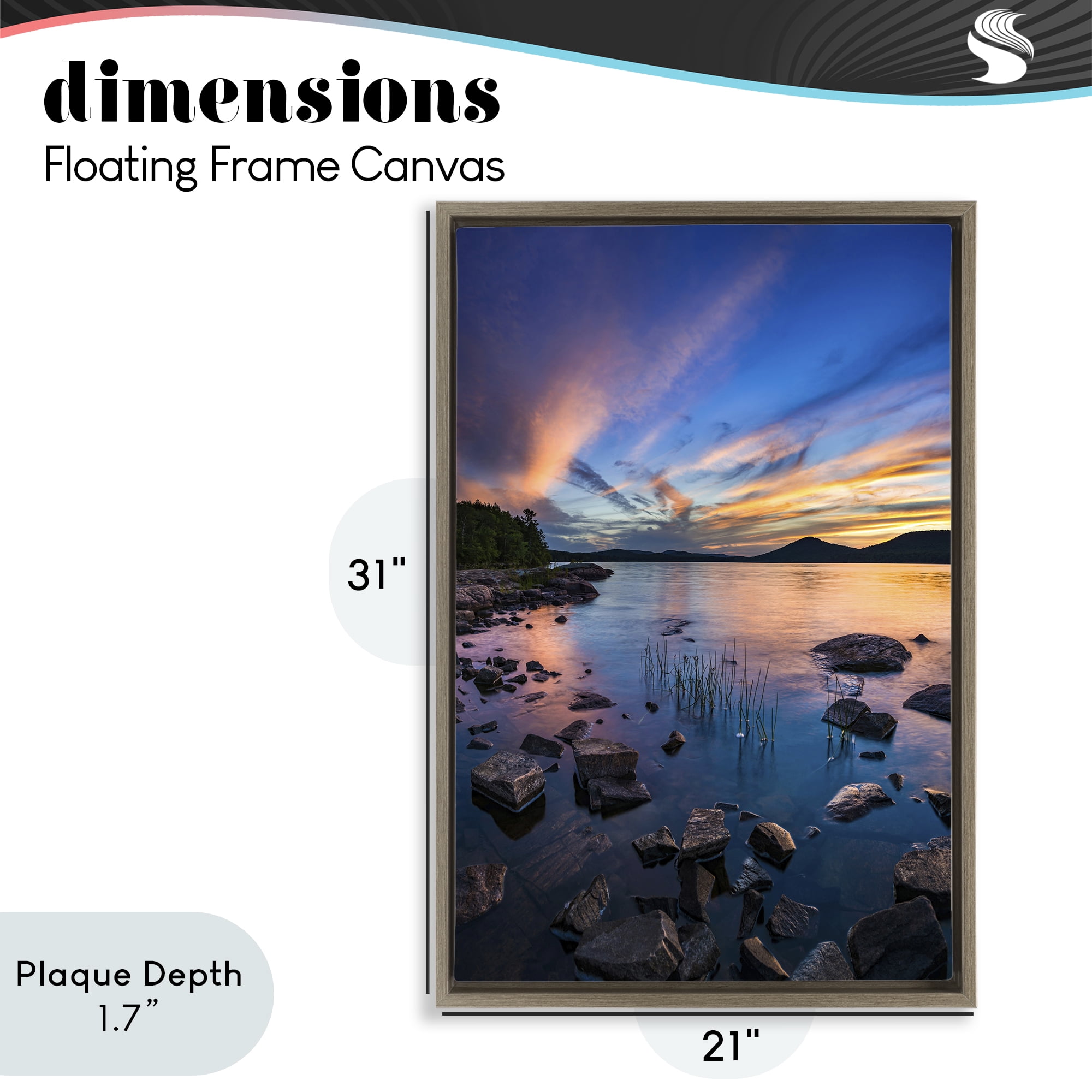 Stupell Industries Sunrise on Piseco Lake Brown Framed Floater Canvas Wall Art, design by Jonathan Zaharek