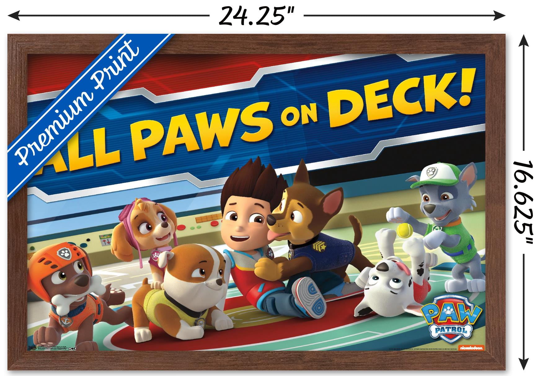 Nickelodeon Paw Patrol - On Deck Wall Poster, 14.725" x 22.375", Framed