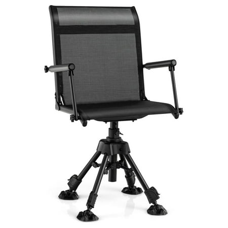 360° Swivel Hunting Chair Folding Silent Swivel Blind Chair with Adjustable Legs All- Foot Pads Portable Sniper Seat for Hunting Shooting & Fishing 330 LBS Capacity Black
