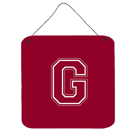 Letter G Initial Monogram - Maroon and White Wall or Door Hanging Prints