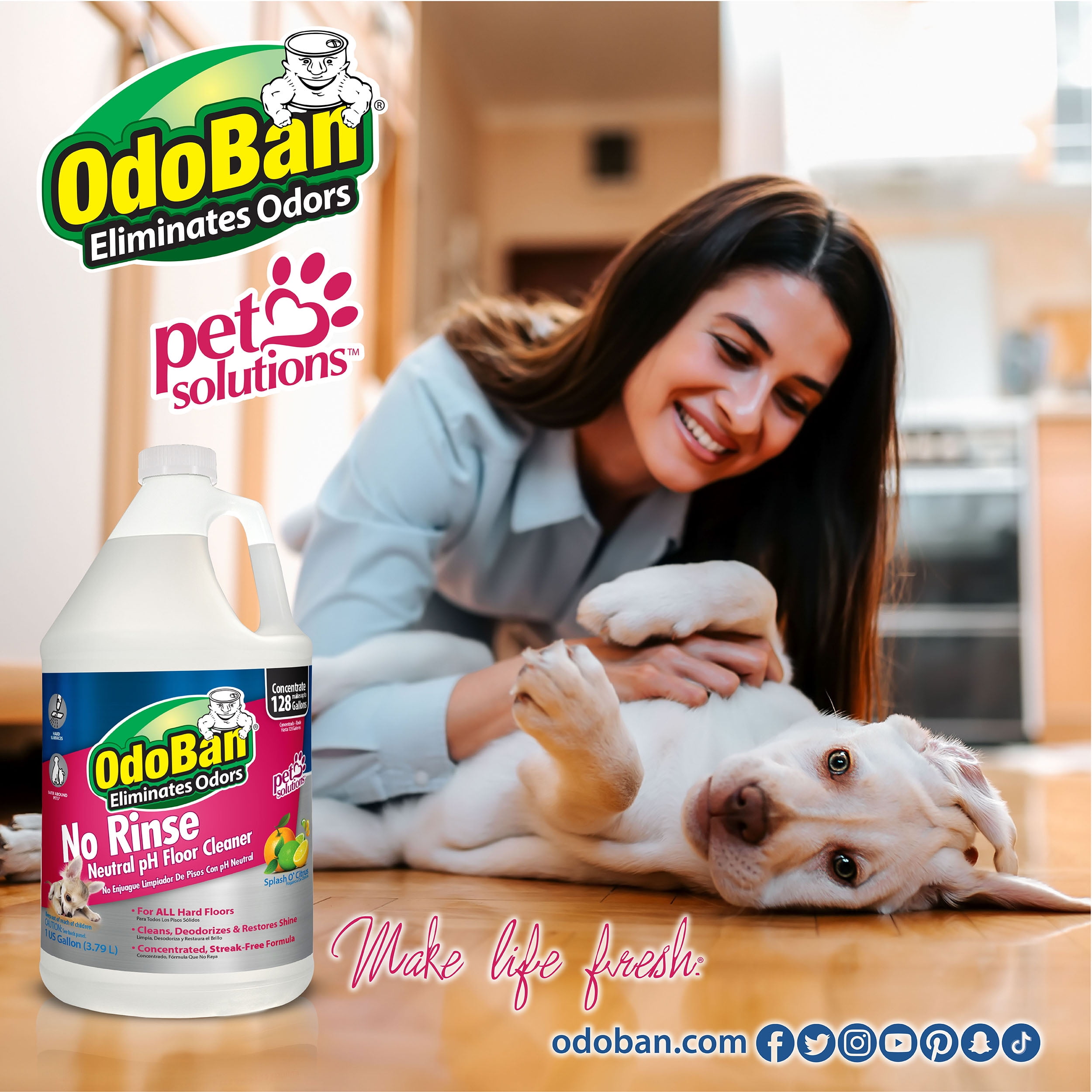 OdoBan Ready-to-Use Luxury Vinyl Floor Cleaner, Streak Free and