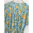 thumbnail image 3 of Vintage Chic Women Floral Print Button V-neck Beach Bohemian Maxi Dresses Ladies Rayon Cotton Pleated Vacation Boho Dress, 3 of 6