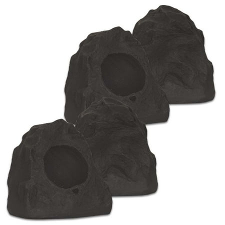 Theater Solutions 4R4L Outdoor Lava Rock 4 Speaker Set for Deck Pool Spa Patio Garden
