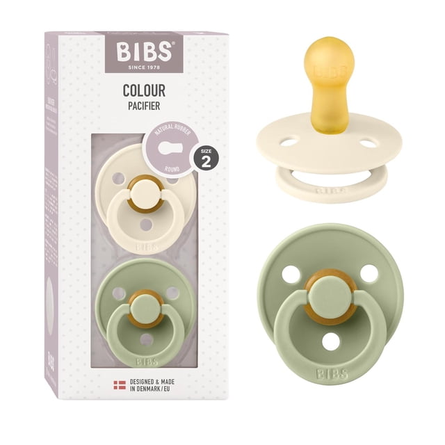 Chupones BIBS Ivory Sage Tetina Redonda Látex Natural Talle 2 6 a 18 Meses