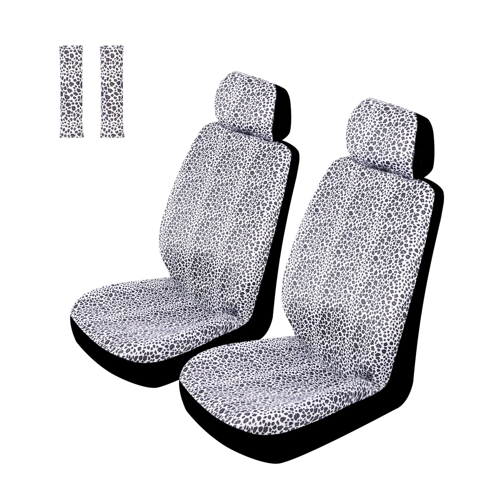 WHITE TIGER FAUX FUR CAR SEAT COVERS FRONT PAIR