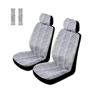 Copap Snow Leopard Front Seat Covers Animal Pattern Universal Fit for Car Truck SUV & Van Leopard Print Animal Pattern
