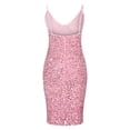 thumbnail image 6 of Usmixi Formal Dresses for Women Evening Party Sexy Sequin Bodycon Pencil Spaghetti Strap Dresses Sleeveless V-Neck Solid 2023 Summer Midi Dress Pink XXL, 6 of 7