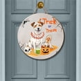 thumbnail image 2 of Trick or Treat Jack Russell Terrier Funny Mummy Cosplay Pumpkin Candy Basket Round Wood Sign Parson Jack Dog Lover Hanging Wall Home Decor - 12016, 2 of 5