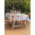 thumbnail image 2 of Outdoor Tablecloth with Umbrella Hole and Zipper, Colorful Easter Rectangle Table Cloth 54x80 Inch Waterproof Tablecloth, Sprng Watercolor Bunny Tulip Flower Plaid Picnic Table Cover for Patio, 2 of 7