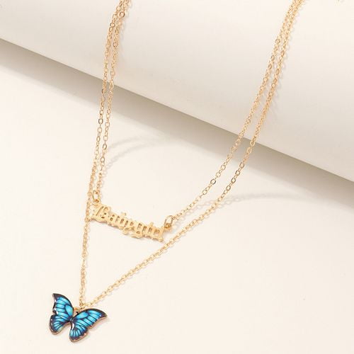 Download Akoada Akoada Trendy New Butterfly Pendant Necklace For Women Gold Silver Color Letter Angel Exquisite Multi Layers Necklace Jewelry Walmart Com Walmart Com