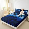 thumbnail image 4 of jejeloiu Teen Video Game Bed Sheets,Blue Gamepad King Sheets,3D Geometric Plaid Sheet Set For Boys,Ultra Soft Home Decor,4-Piece, 4 of 7