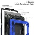 thumbnail image 2 of ELEHOLD Rugged Hybrid Case for Samsung Galaxy Tab S9 Plus 12.4" 2023 Three-Layer Protection with Built-in Screen Protector 360° Rotating Kickstand Handstrap Shoulder Strap Shockproof Case,Blue, 2 of 10