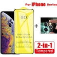 thumbnail image 2 of 2 en 1 9d lente frontal y de cámara de vidrio templado para iphone 13 12 11 pro max mini xr xs max x 7 8 plus lente de cámara película protector de pantalla de vidrio templado, 2 of 4