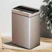 13 Gallon High-Capacity Stainless Steel Trash Can with Lid - Automatic Motion Sensor Trash Bin for Kitchen, Bedroom, Bathroom, Office