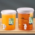 thumbnail image 3 of Distributeur d'Eau Froide Rond en Plastique de 5 L avec Robinet et Couvercle - Pichet de Rangement Résistant à la Chaleur et Peu Encombrant pour Réfrigérateur, Infusion à Froid, Jus de Fruits et Organisation de Cuisine – Durable, Facile à Nettoyer pour la Maison, 3 of 6