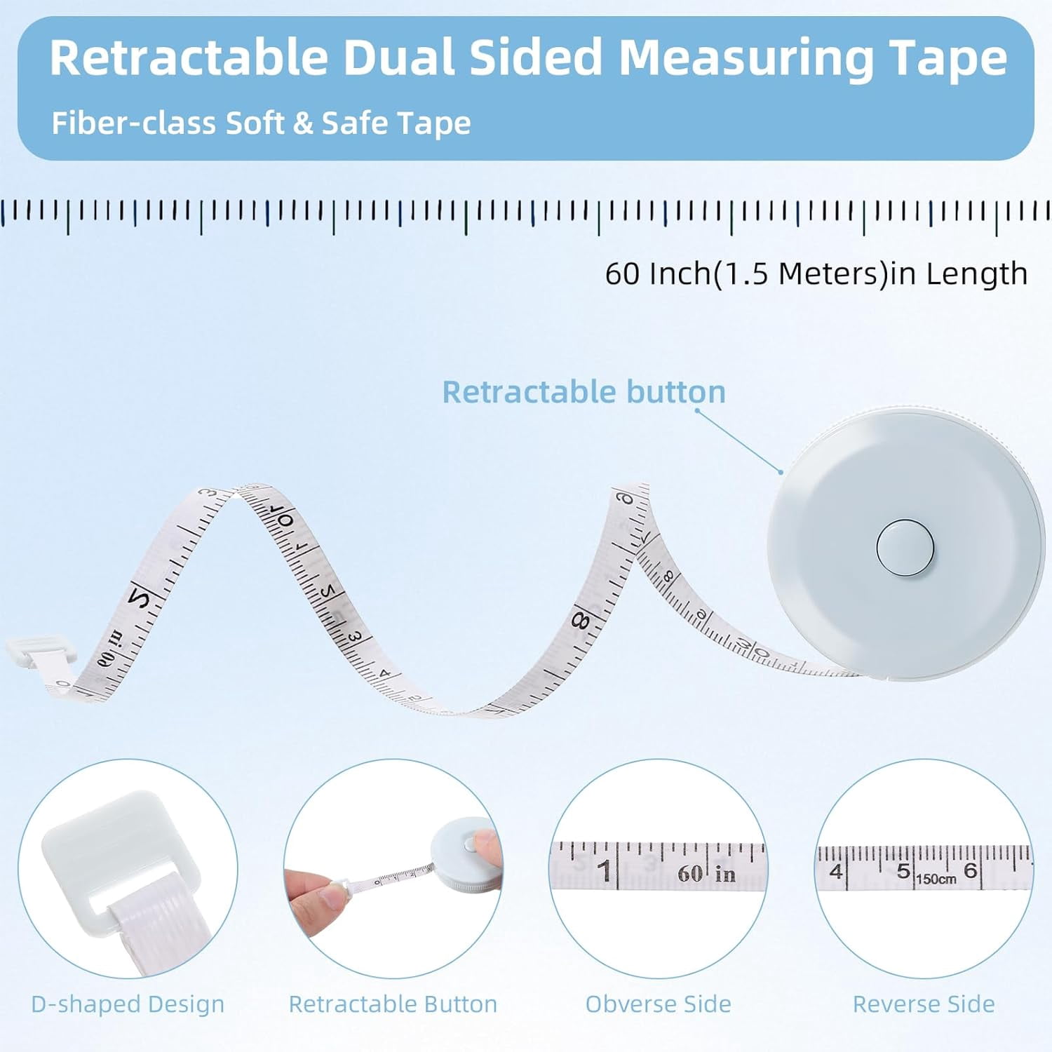 30 Pcs Tape Measure, Measuring Tape for Body 60 Inch, Retractable Tape Measure Fabric Measuring Tape, Retractable Fabric Small Tape Measure for Sewing Tailor Medical Craft Cloth