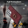 thumbnail image 2 of Feishell Fit for Samsung Galaxy S21 Ultra Case with 360° Rotatable Ring Holder,Shockproof Drop Resistant Premium Plain PU Leather Soft TPU Card Slots Kickstand Back Protective Phone Case,Winered, 2 of 8