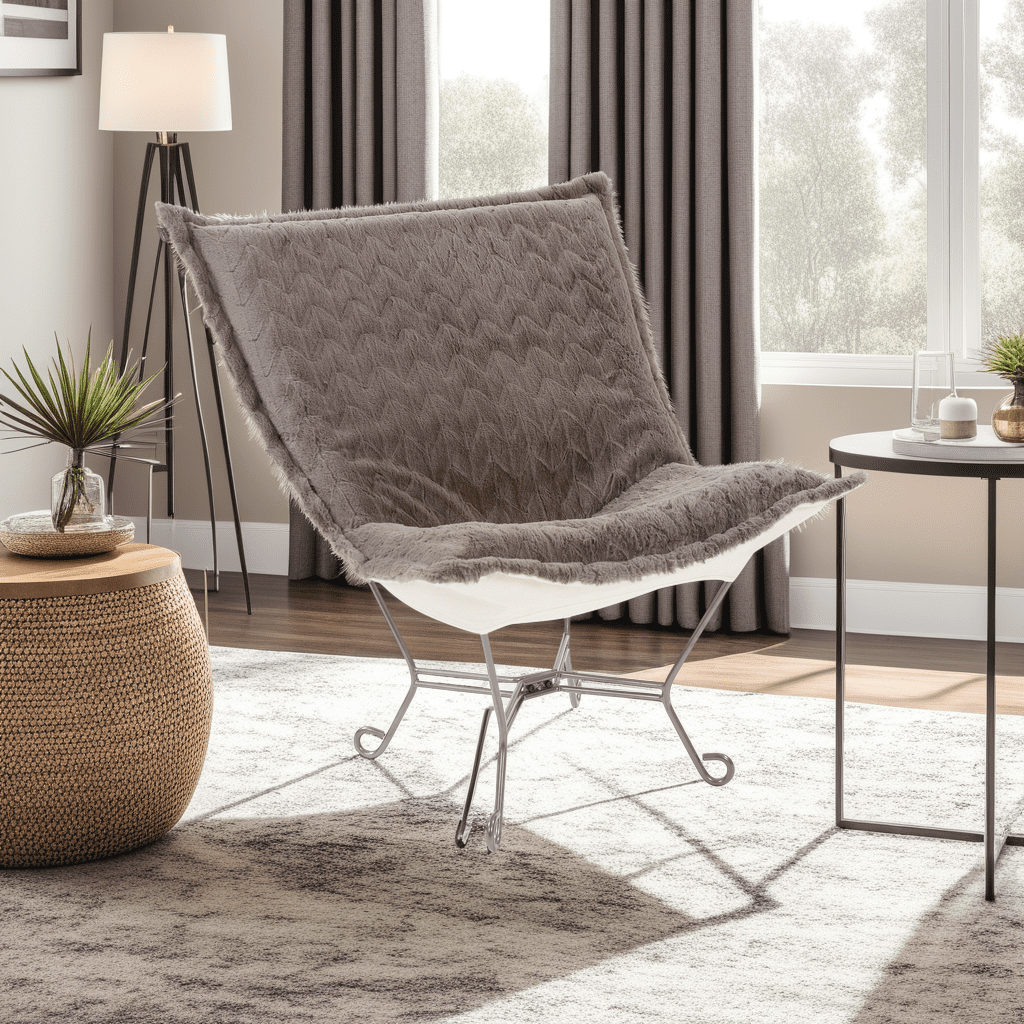 Scroll Puff Chair Angora Stone